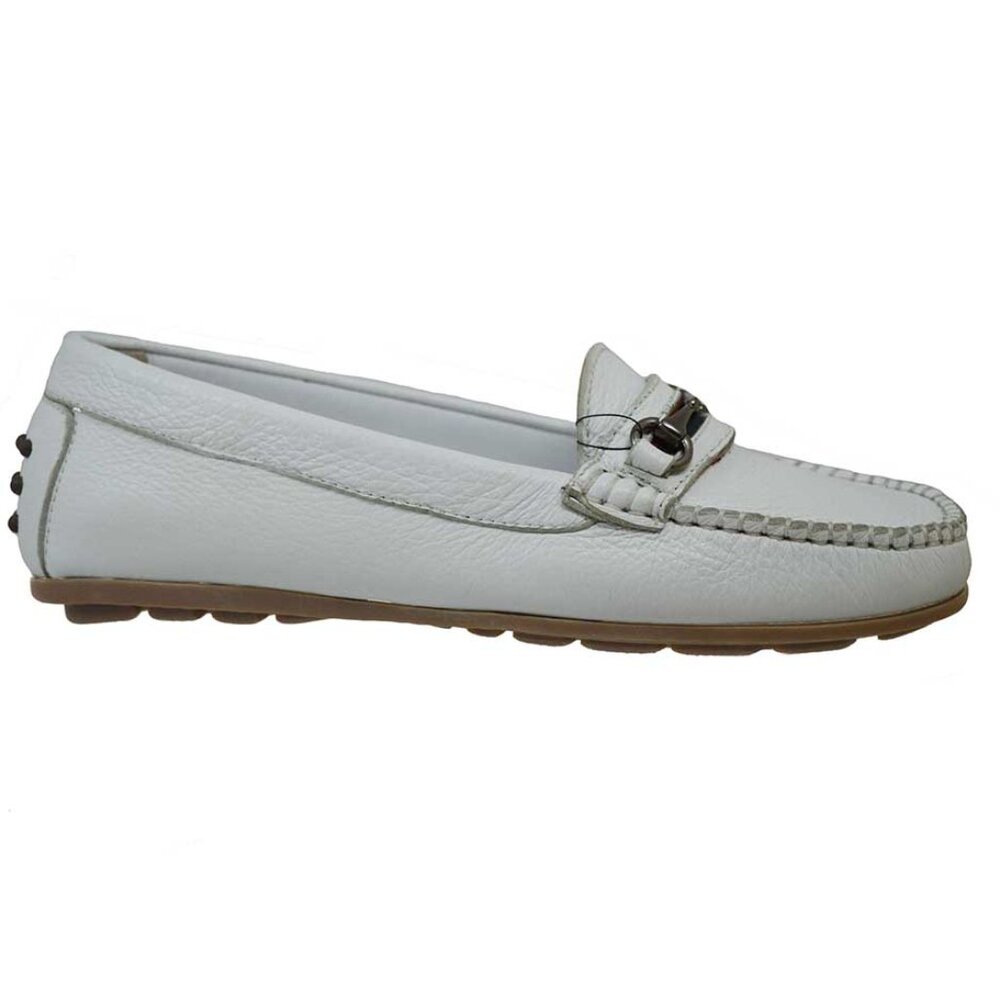 Calzoleria Toscana 8199 Ladies Deer Skin Loafer White